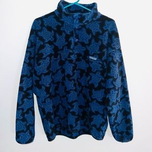 RARE Vintage Patagonia Zen Turtle Print Snap Synchilla